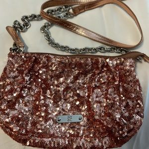 New York & Co. | Rose gold Sequin cross body purse/ bag.